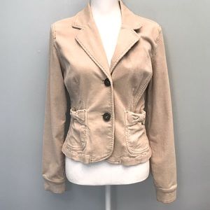 Plugg Corduroy Fitted Cream Jacket/ Blazer SZ L